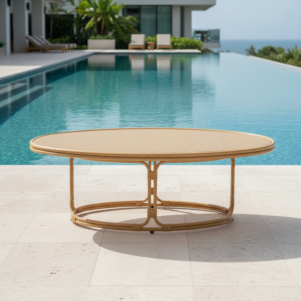 Lloyd Flanders Riviera Wicker Outdoor 50" Oval Cocktail Table