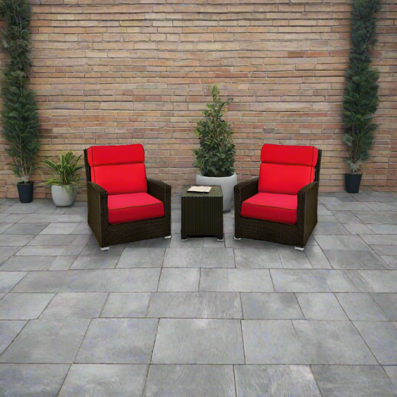 Forever Patio Barbados Resin Wicker 3 Piece High Back Rocker Club Chair Chat Set