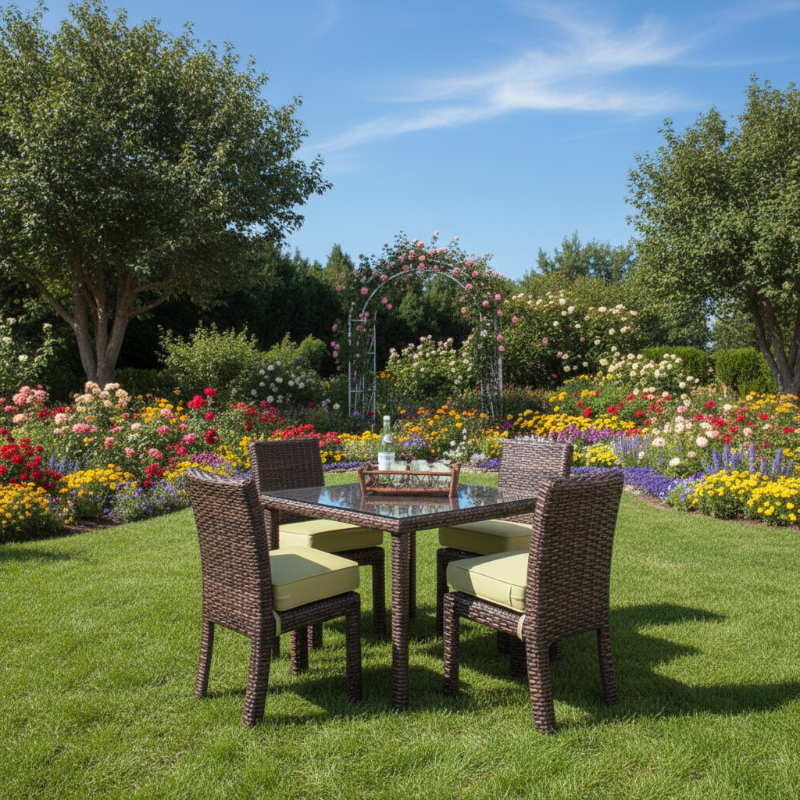 South Sea Rattan Saint Tropez Wicker Outdoor 4-Person Square Dining Set