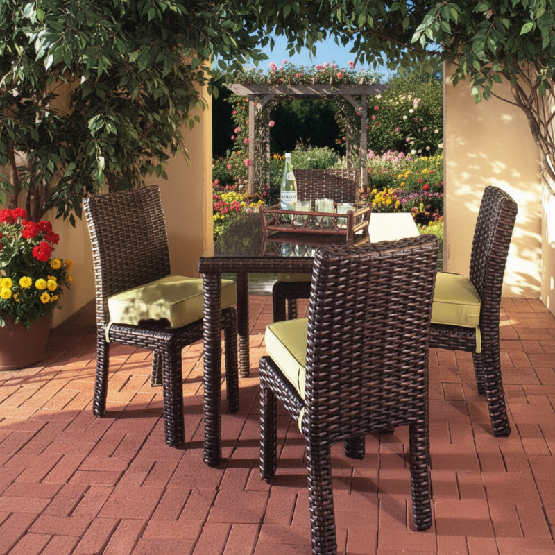 South Sea Rattan Saint Tropez Wicker Outdoor 4-Person Square Dining Set