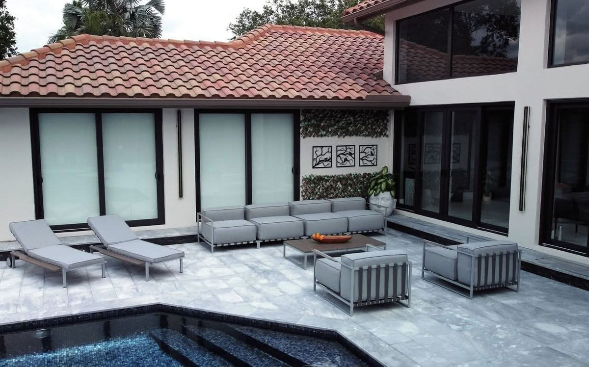 OUTSY Sunrise Stainless Steel Outdoor 6-Person Extra Deep Seating Conversation Set