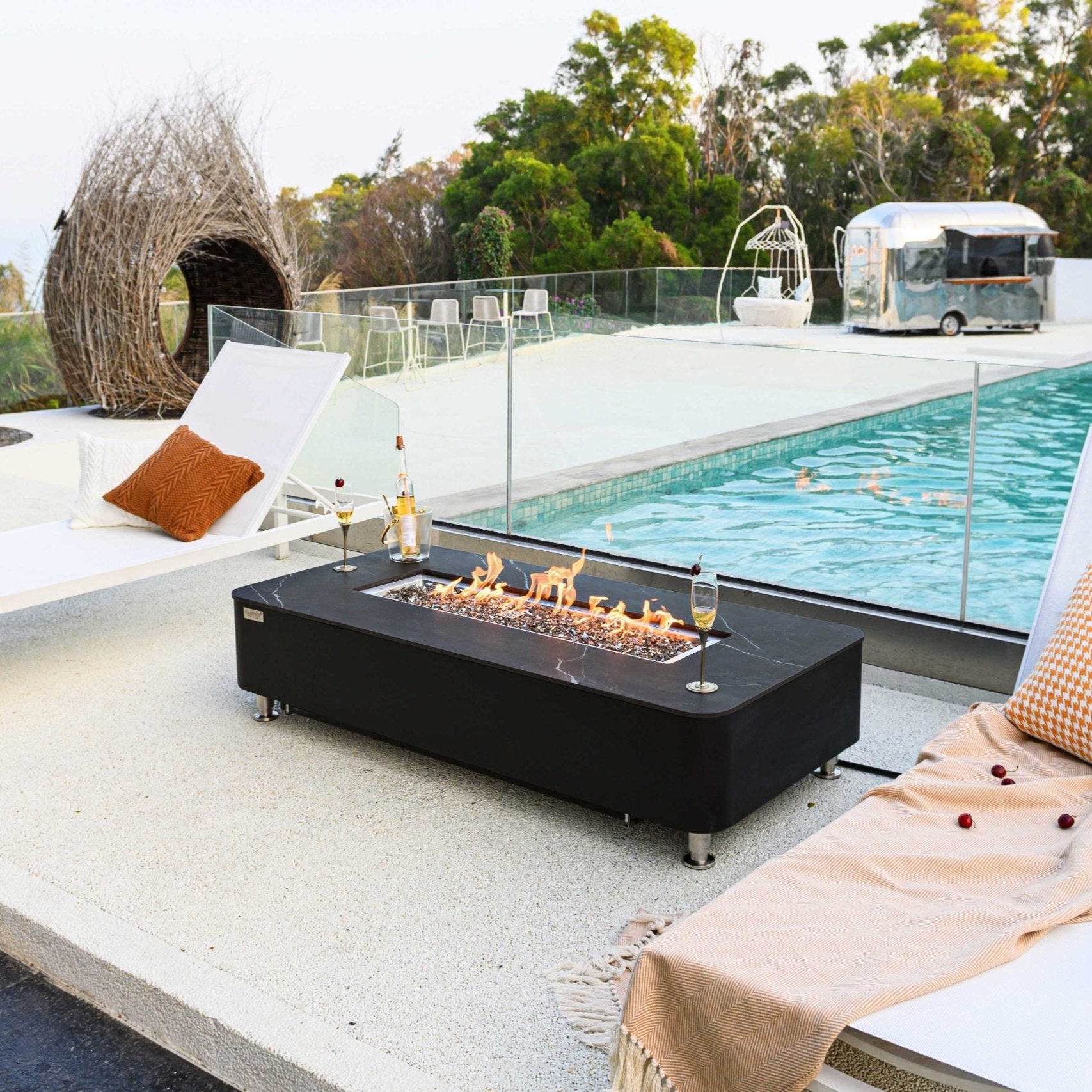 Elementi Plus Valencia Porcelain Top Fire Table (ON SALE)