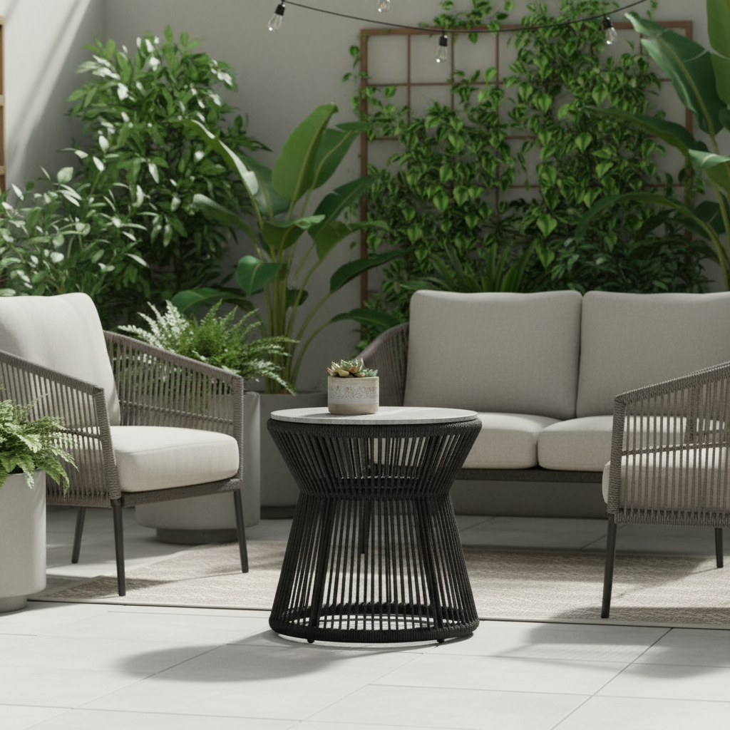 Sunset West Milano Rope and Aluminum Outdoor End Table