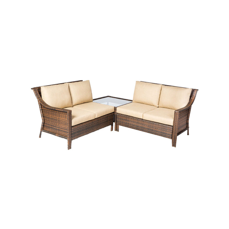 Alfresco Home Logan 3 Piece Deep Seating Wicker Sectional Set