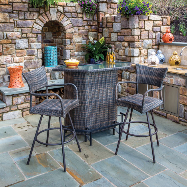 Alfresco Home Tutto Wicker 3 Piece Mezzo Bar Set