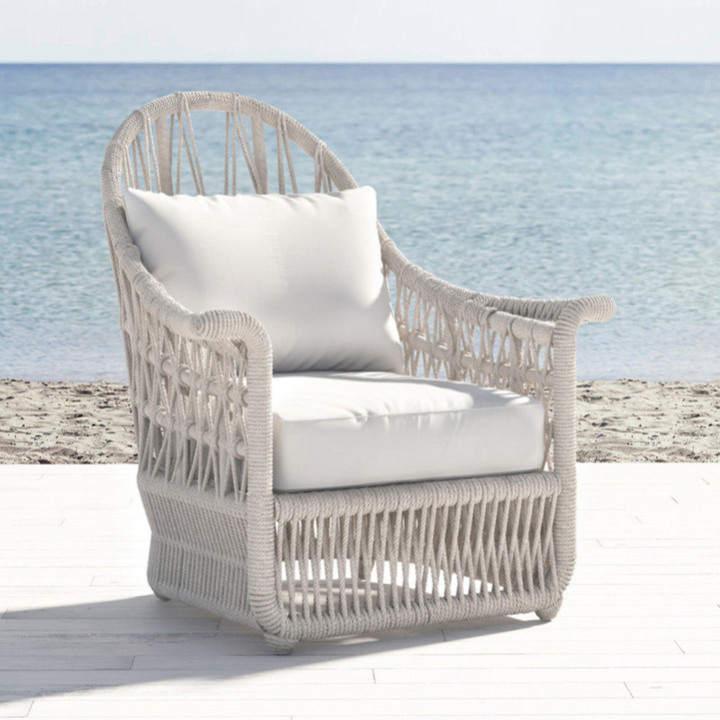 Sunset West Dana Rope Wing Chair with cushions