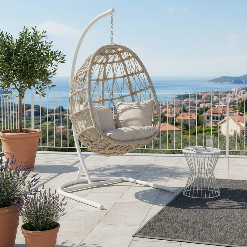 Sunset West Dana Rope Aluminum Outdoor Hanging Club Chair