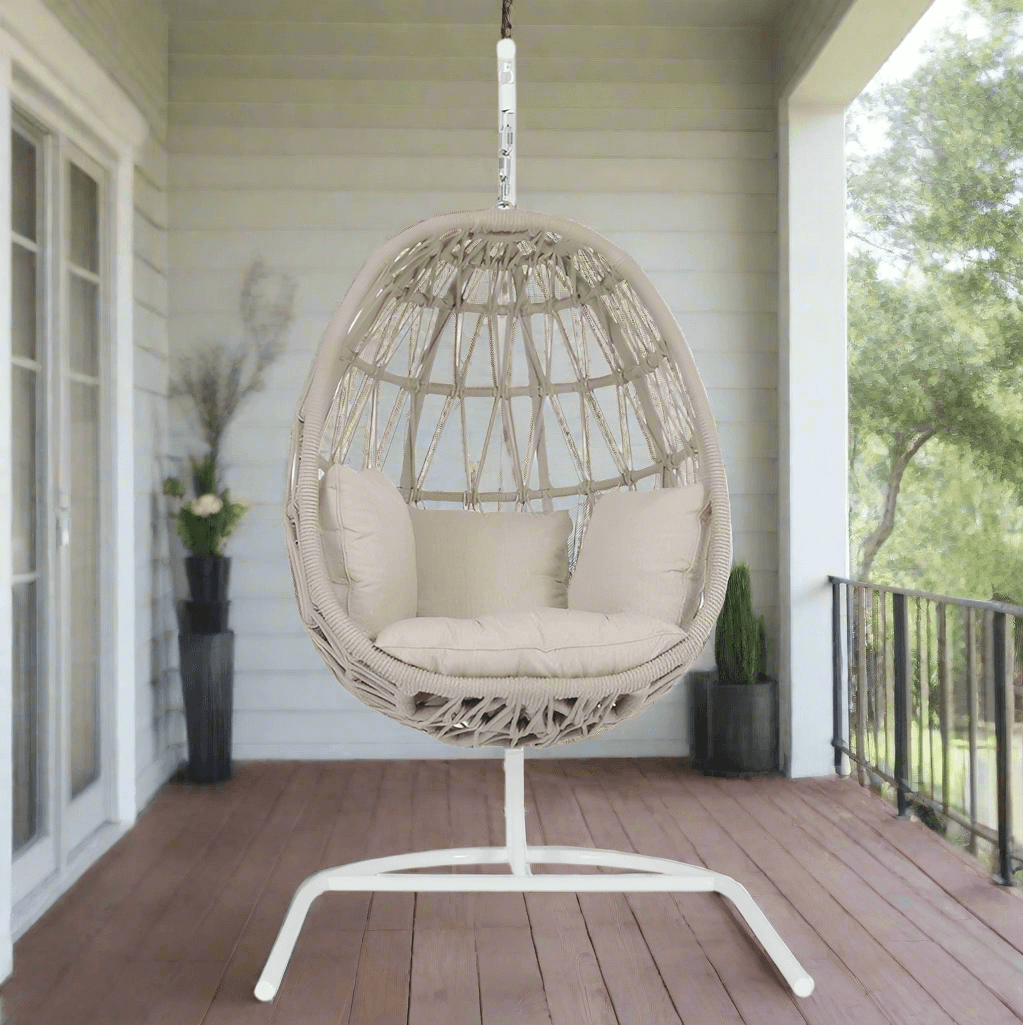 Sunset West Dana Rope Aluminum Outdoor Hanging Club Chair