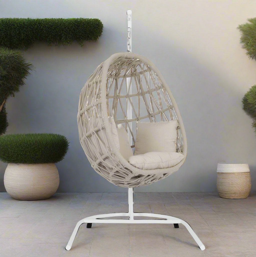 Sunset West Dana Rope Aluminum Outdoor Hanging Club Chair