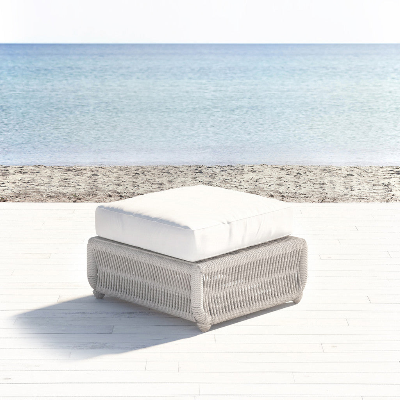 Sunset West Dana Rope Aluminum Outdoor Ottoman