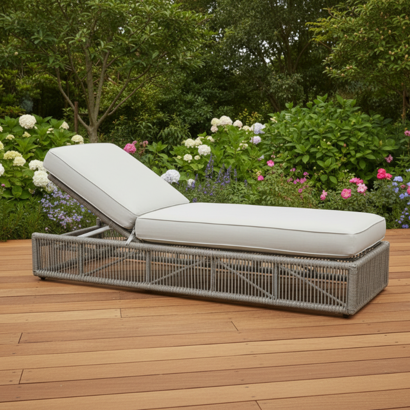 Sunset West Miami Rope Aluminum Outdoor Adjustable Chaise Lounge