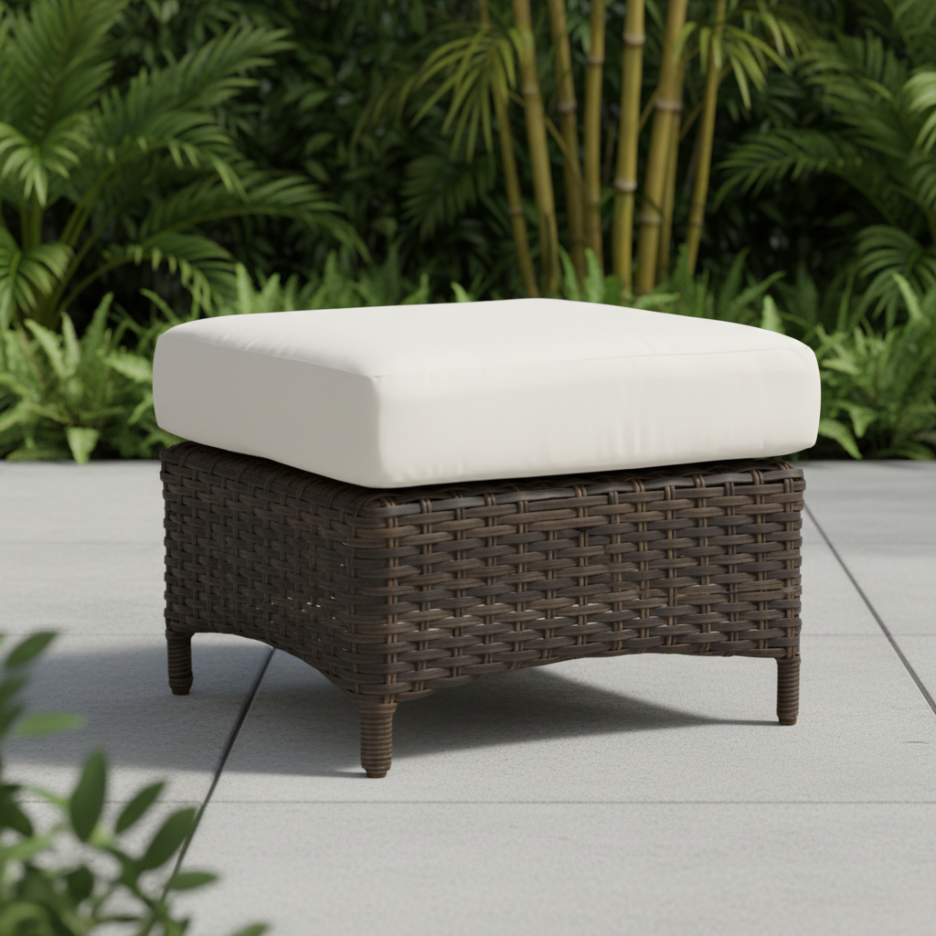 South Sea Rattan Panama Wicker Outdoor Ottoman