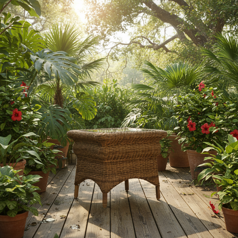 South Sea Rattan Provence Wicker Outdoor End Table