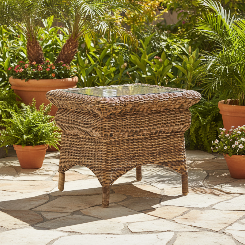 South Sea Rattan Provence Wicker Outdoor End Table