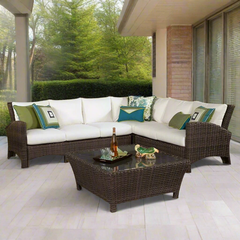 South Sea Rattan Panama Resin Wicker Sectional Set