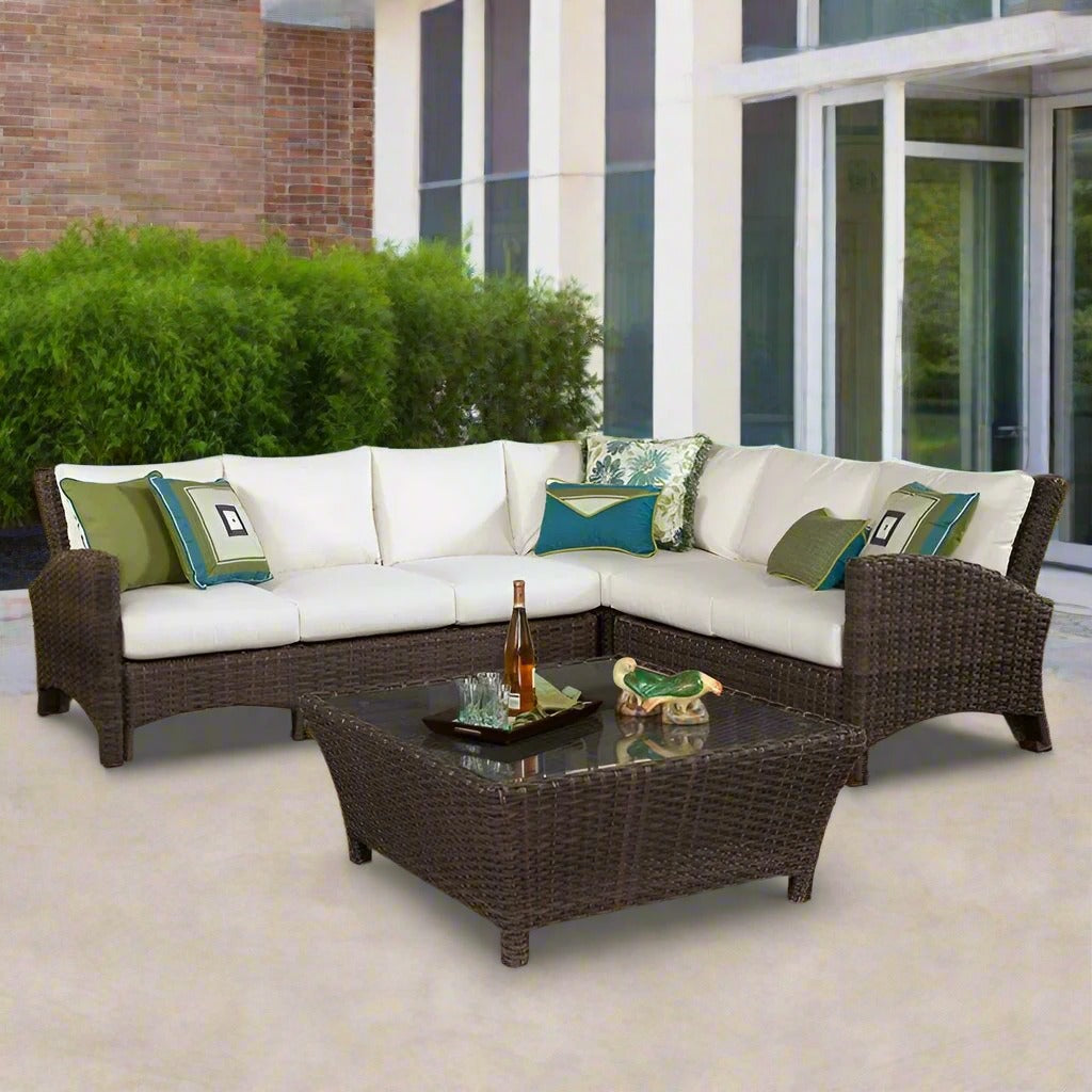 South Sea Rattan Panama Resin Wicker Sectional Set