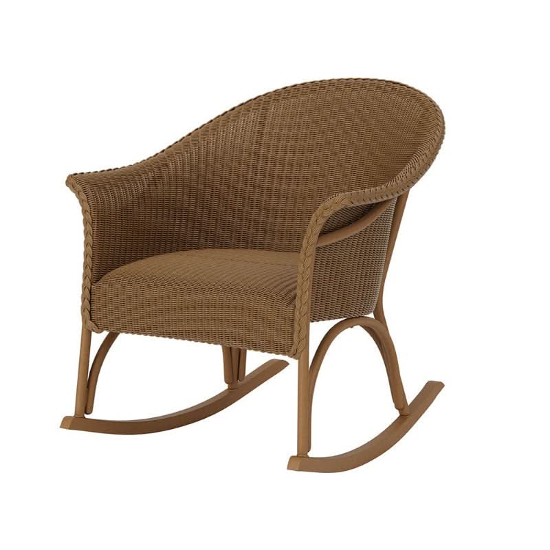 Lloyd Flanders All Seasons Wicker Aluminum Outdoor Lounge Rocker with Padded Seat