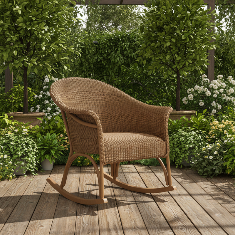 Lloyd Flanders All Seasons Wicker Aluminum Outdoor Lounge Rocker with Padded Seat