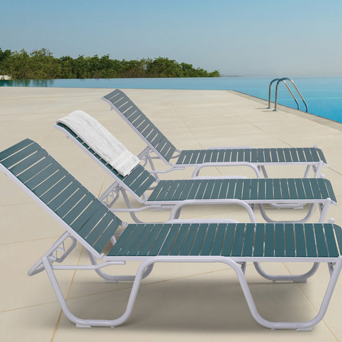 Telescope Casual Reliance Strap Aluminum Outdoor Armless Lay-Flat Chaise
