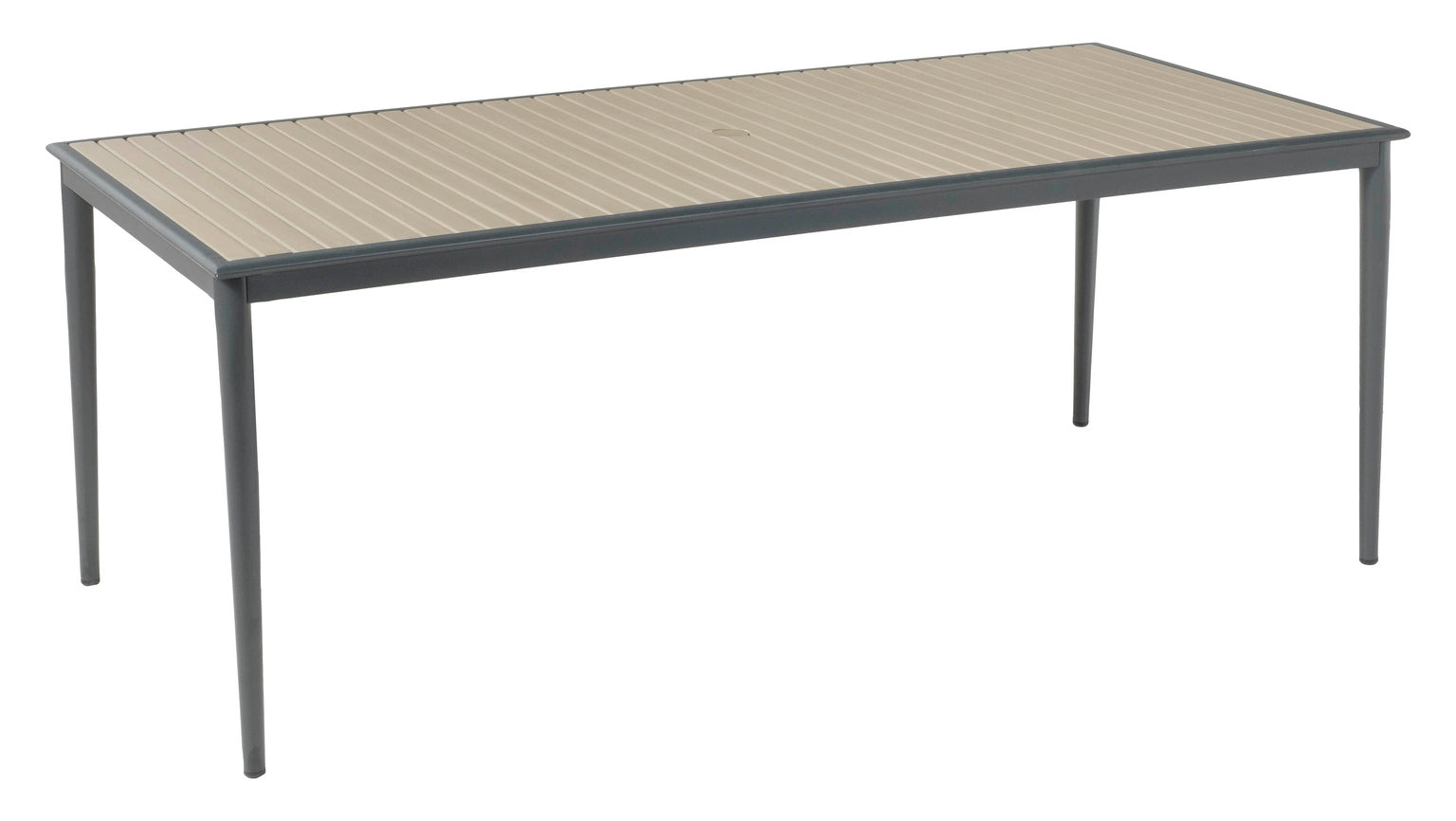 Alfresco Home Oden Dark Gray All-Weather HDPE Outdoor Rectangular Dining Table with Umbrella Hole