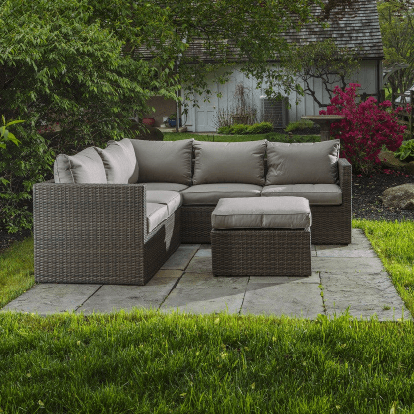 Alfresco Home La Palma 3 Piece Deep Seating Wicker Sectional Set