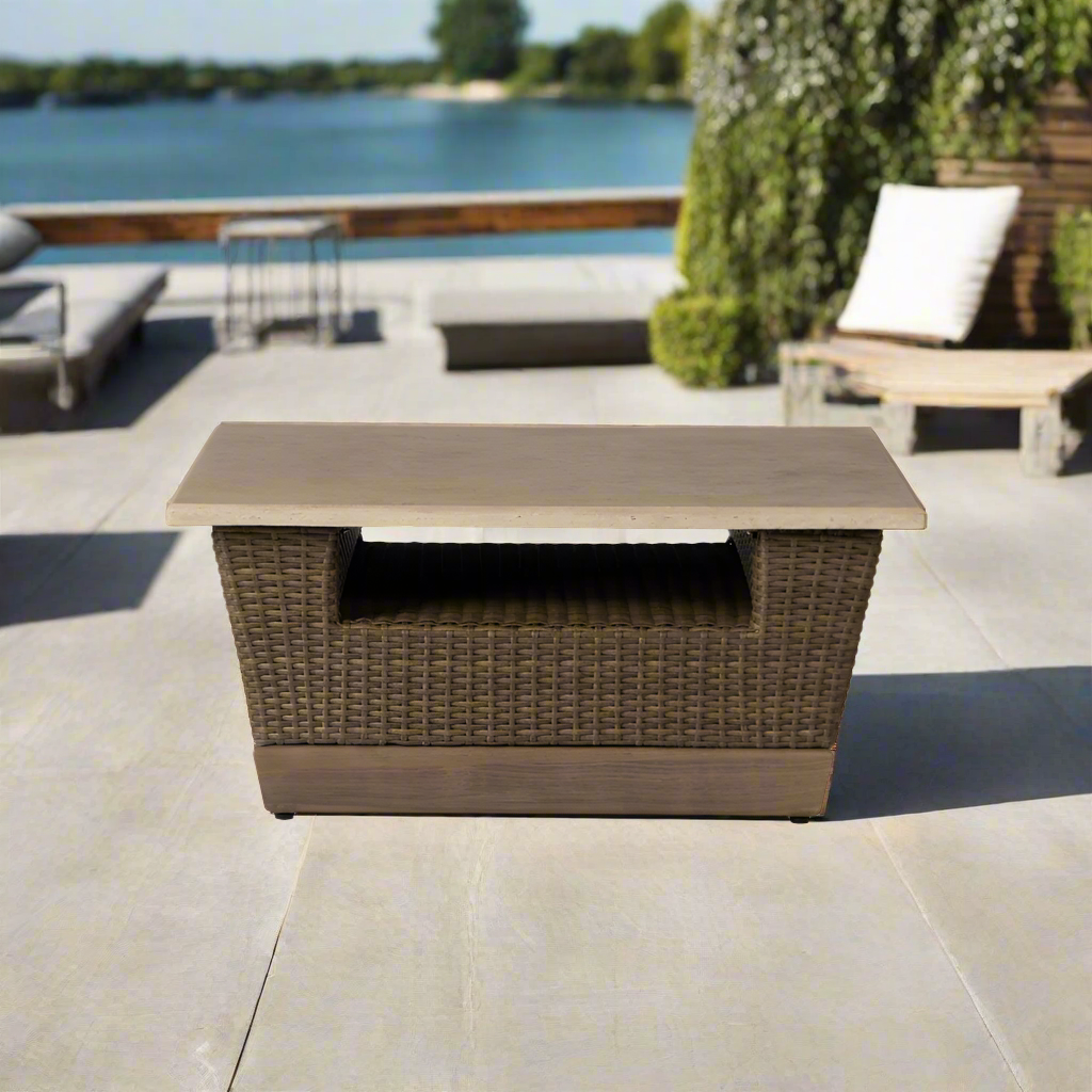 Lloyd Flanders Charisma Wicker Outdoor 36" Square Cocktail Table