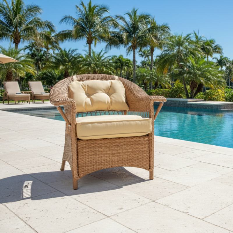 Lloyd Flanders Nantucket Wicker Outdoor Dining Armchair