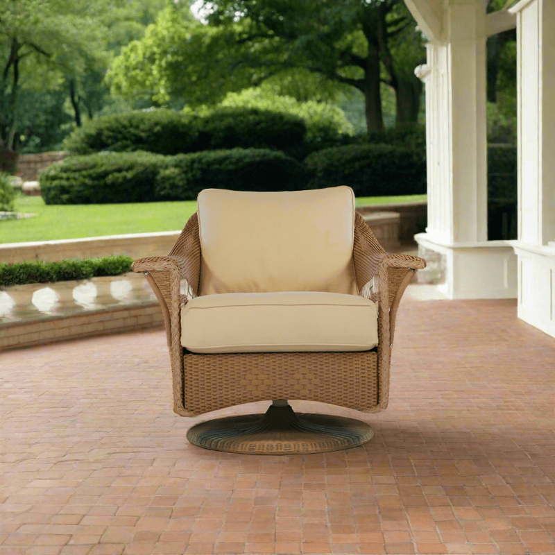 Lloyd Flanders Nantucket Wicker Outdoor Swivel Glider Lounge Chair