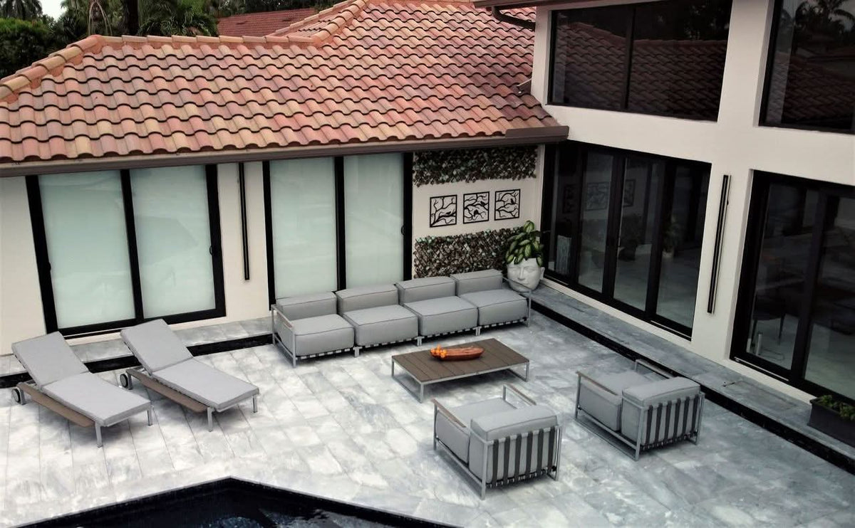 OUTSY Sunrise Stainless Steel Outdoor 6-Person Extra Deep Seating Conversation Set