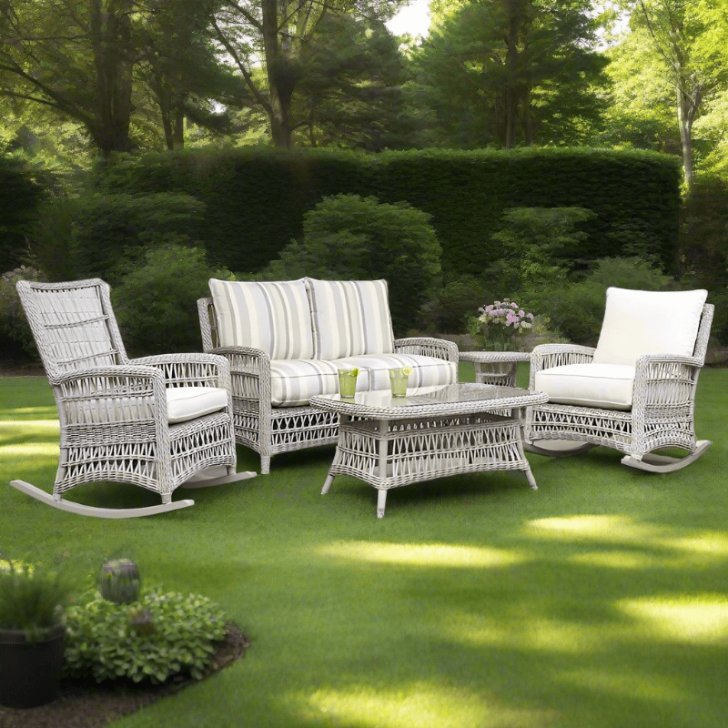 Lloyd Flanders Mackinac Woven Vinyl Outdoor 4-Person Loveseat Set