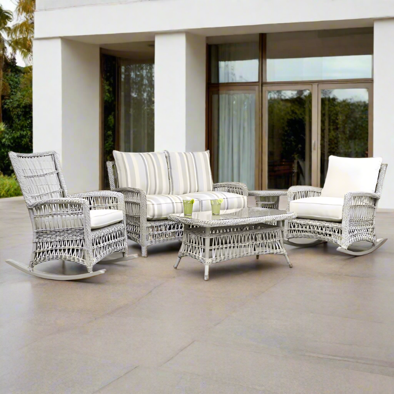 Lloyd Flanders Mackinac Woven Vinyl Outdoor 4-Person Loveseat Set