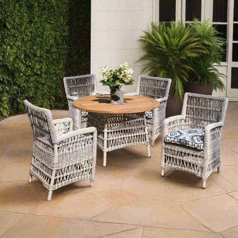 Lloyd Flanders Mackinac 5 Piece Woven Vinyl 5 Piece Round Dining Set Image