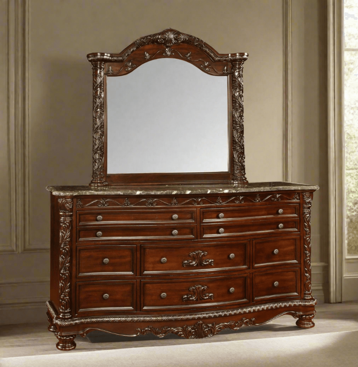 Oasis Home Patterson Solid Wood Indoor Dresser with Marble Top