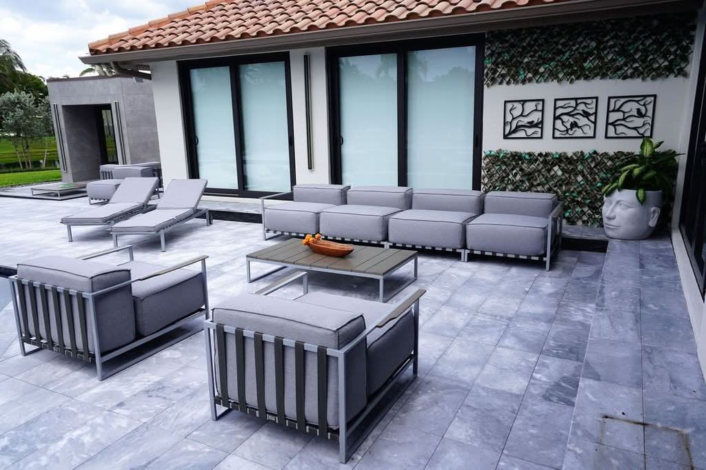 OUTSY Sunrise Stainless Steel Outdoor 6-Person Extra Deep Seating Conversation Set