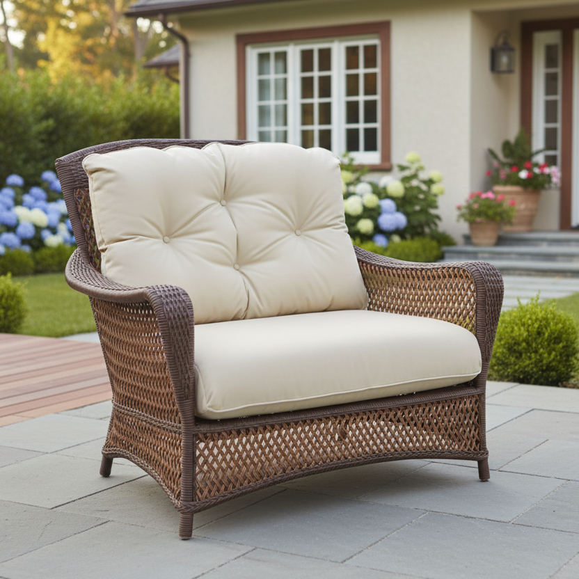 Lloyd Flanders Grand Traverse Wicker Outdoor Chair And A Half