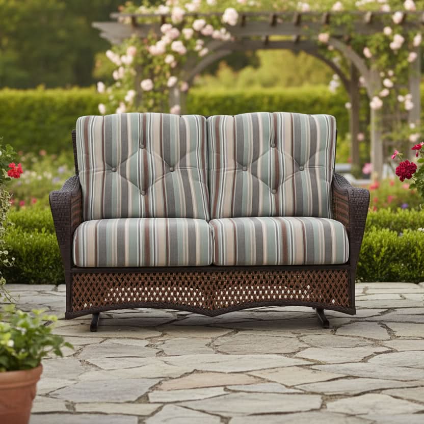 Lloyd Flanders Grand Traverse Wicker Outdoor Glider Loveseat