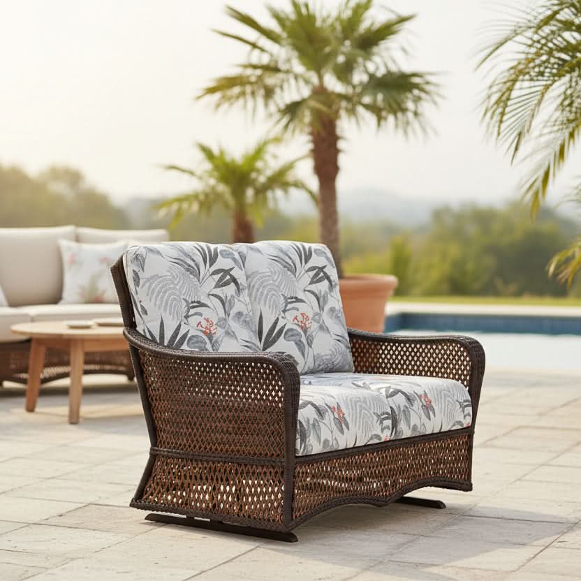 Lloyd Flanders Grand Traverse Wicker Outdoor Glider Loveseat