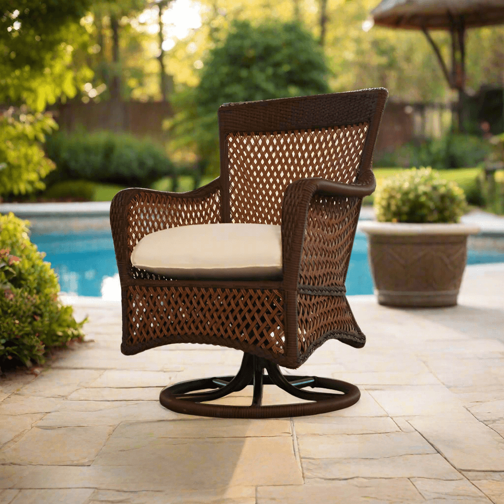 Lloyd Flanders Grand Traverse Wicker Outdoor Swivel Dining Arm Chair