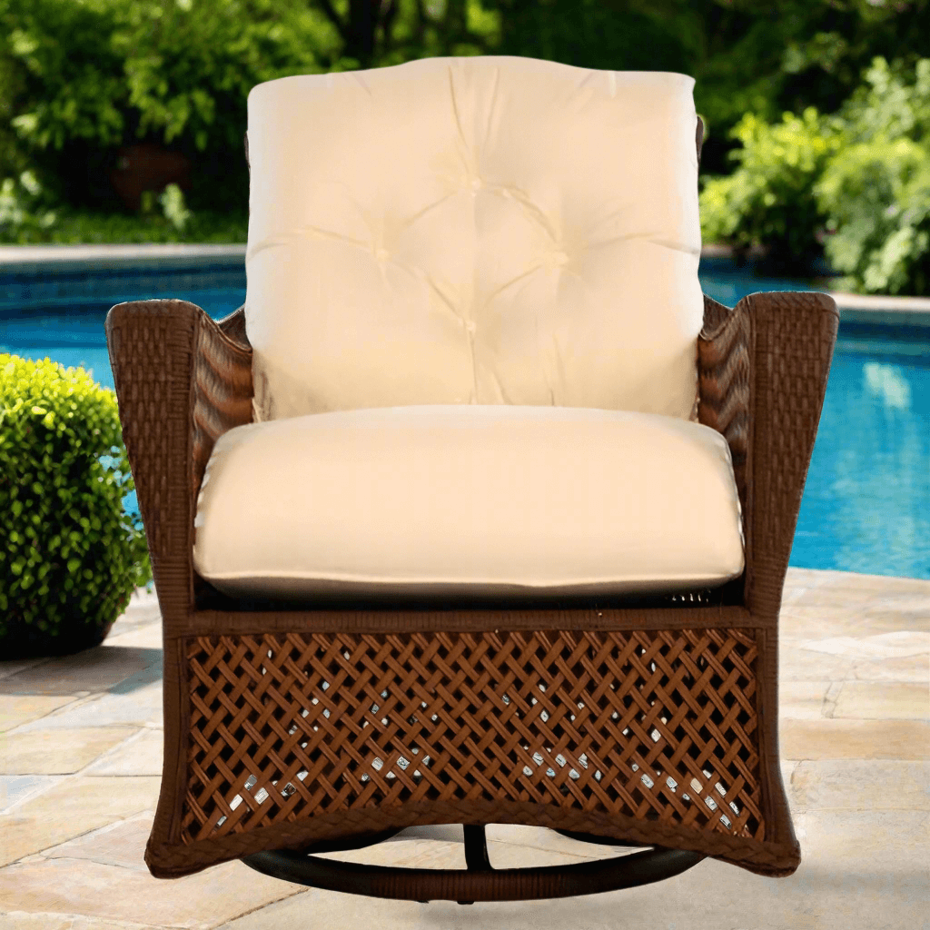 Lloyd Flanders Grand Traverse Wicker Outdoor Swivel Glider Lounge Chair