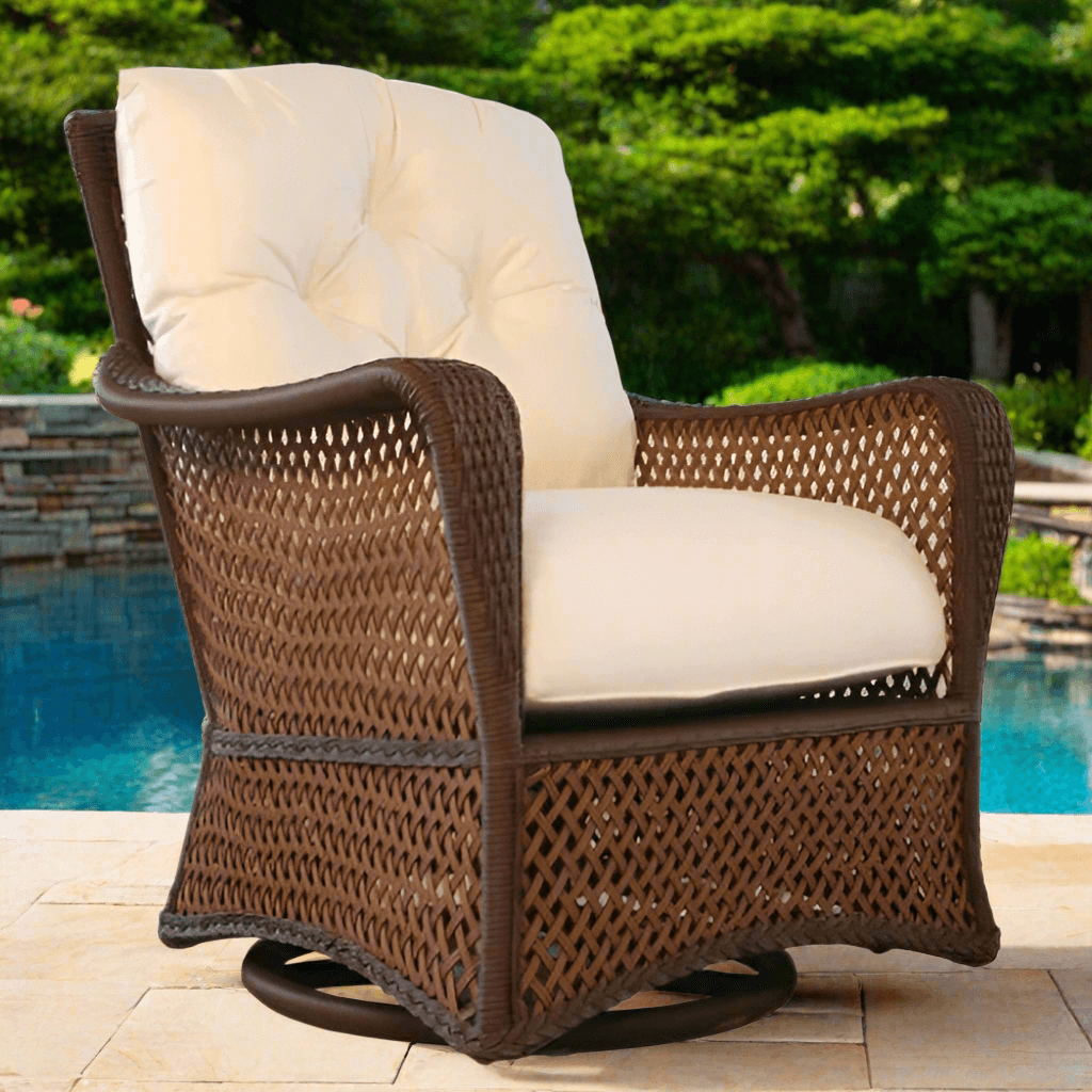 Lloyd Flanders Grand Traverse Wicker Outdoor Swivel Glider Lounge Chair