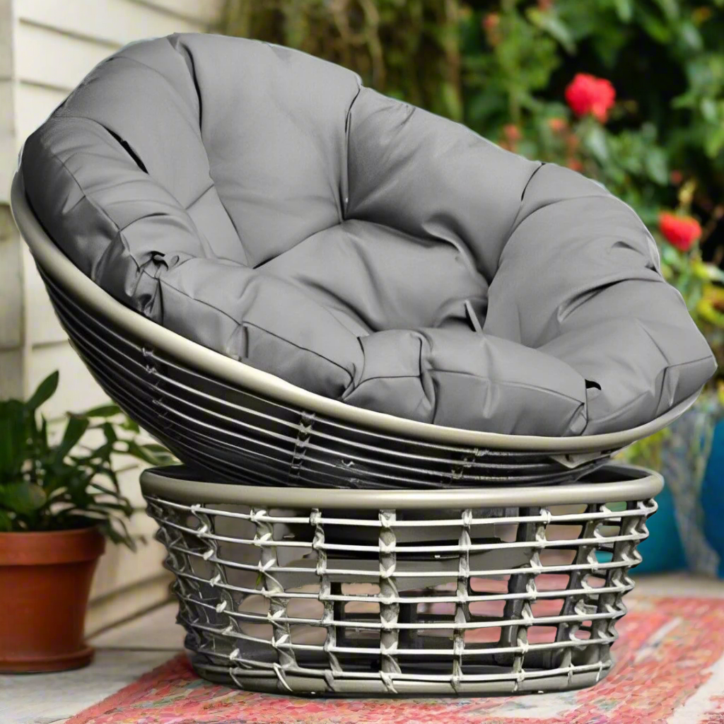 South Sea Rattan Papasan Swivel Outdoor Wicker Lounge Chair
