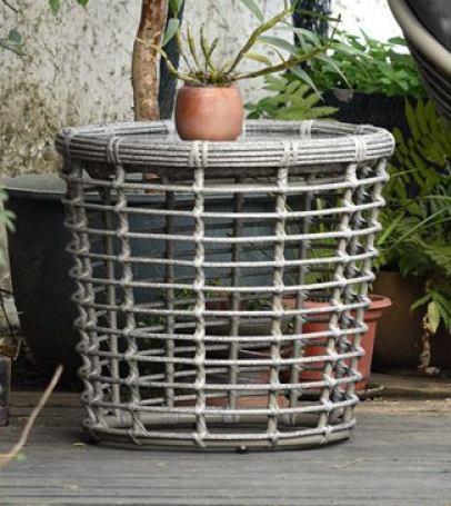 South Sea Rattan Papasan Outdoor Wicker End Table