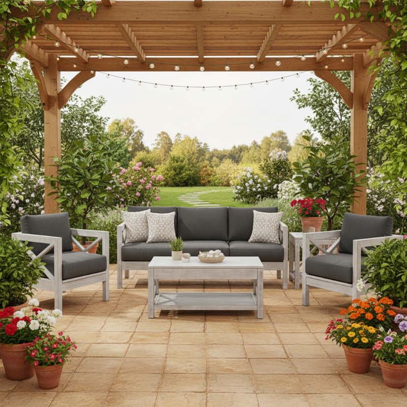 South Sea Rattan Farlowe Aluminum Outdoor 6-Person Living Set
