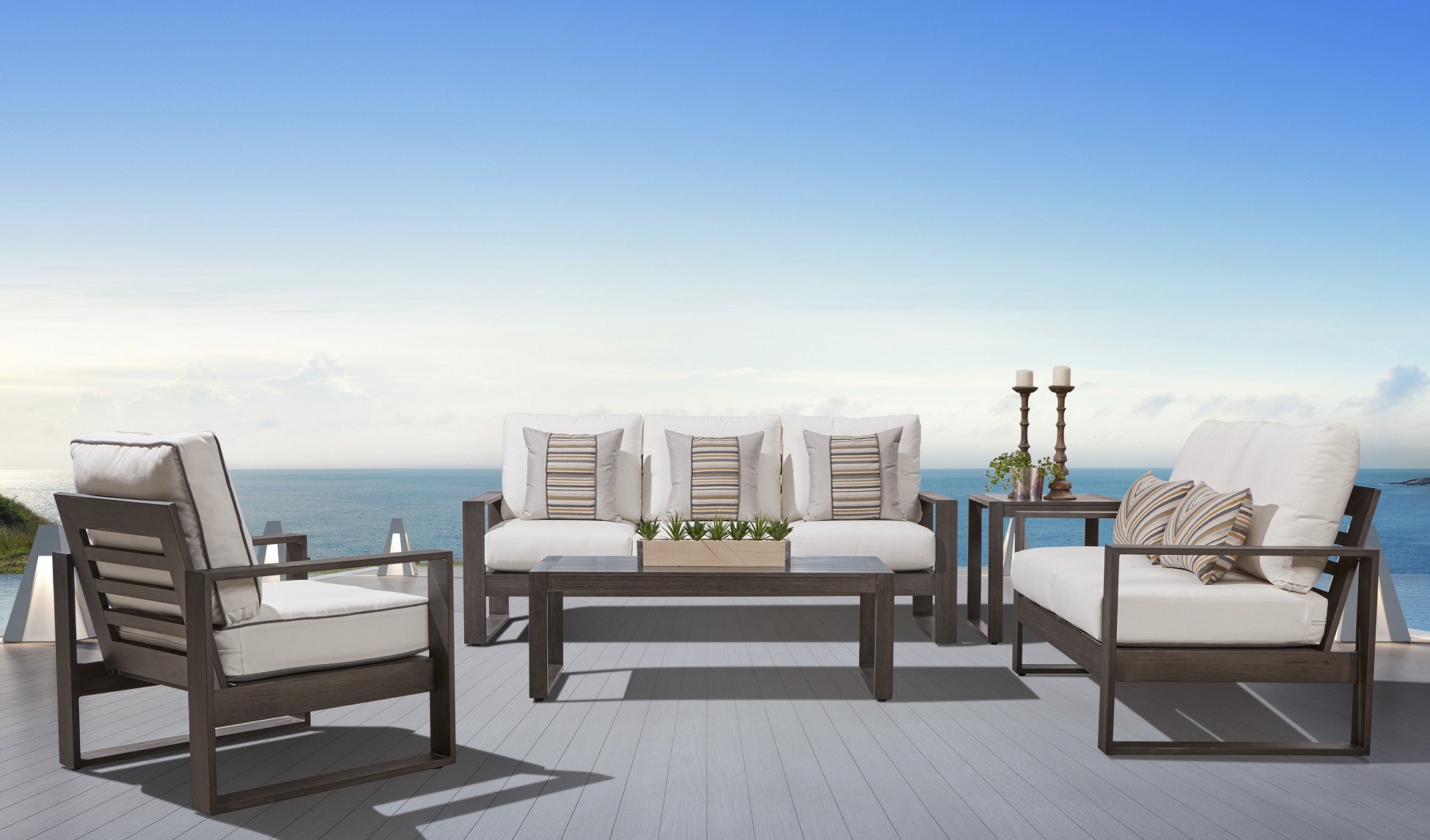 South Sea Rattan Ryan Aluminum Outdoor Lounge Set