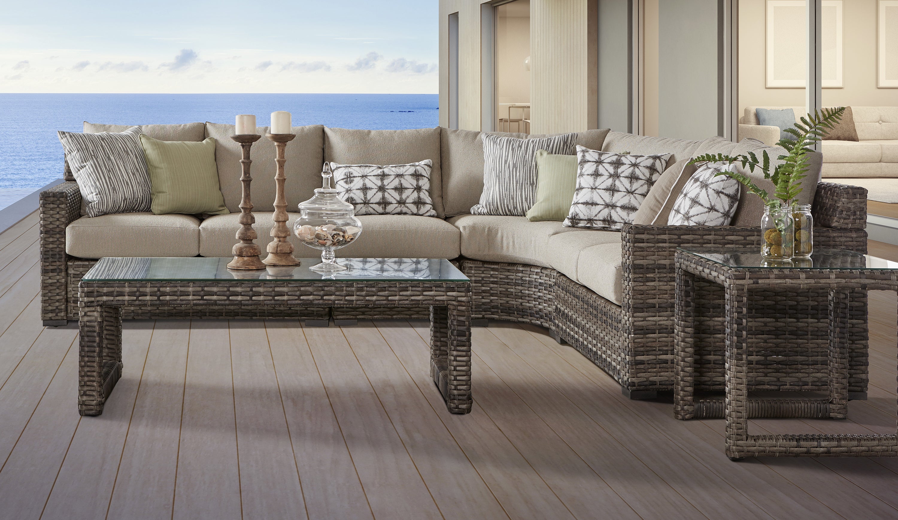 South Sea Rattan New Java Resin Wicker 4-Piece Outdoor Sectional Set