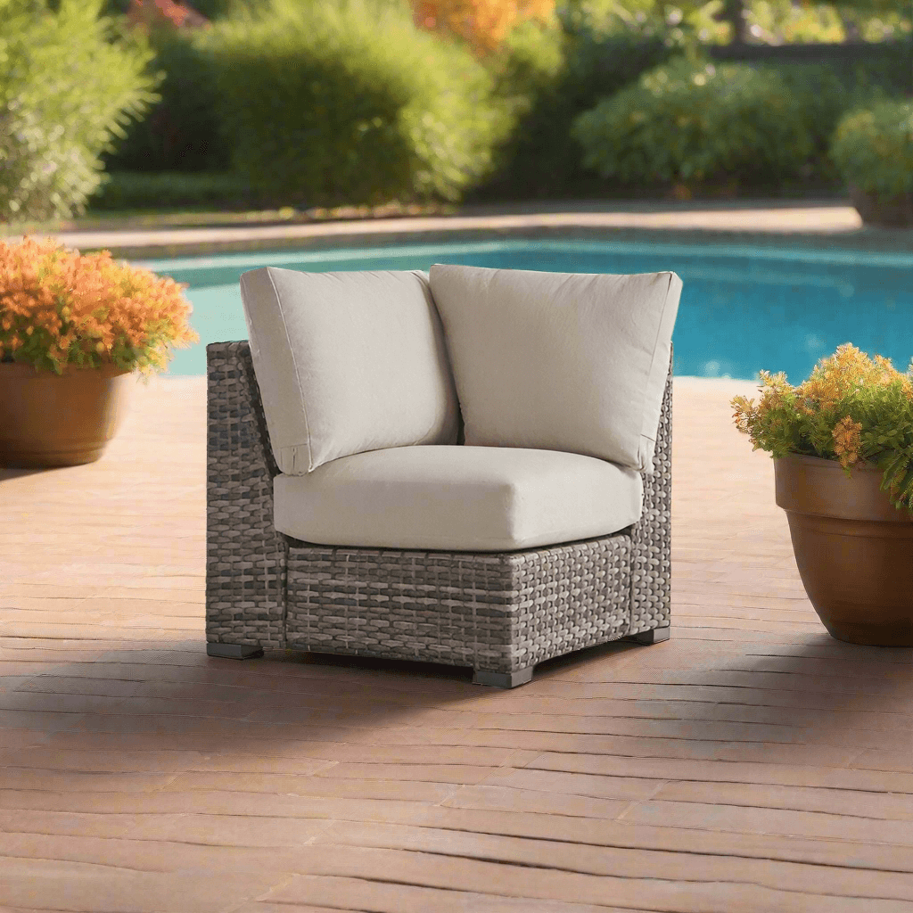 South Sea Rattan New Java Resin Wicker Outdoor Square Corner Chair