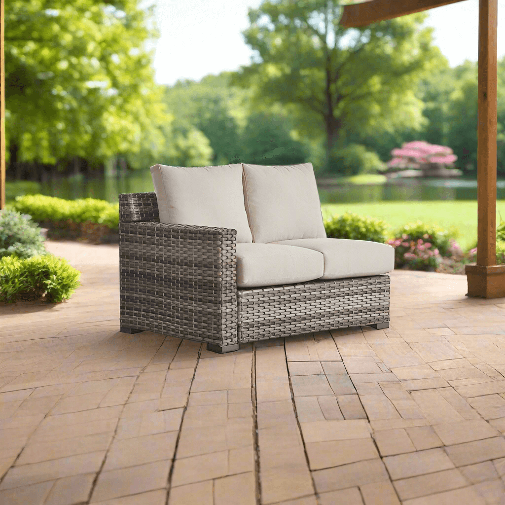 South Sea Rattan New Java Wicker Left Arm Facing Outdoor Loveseat