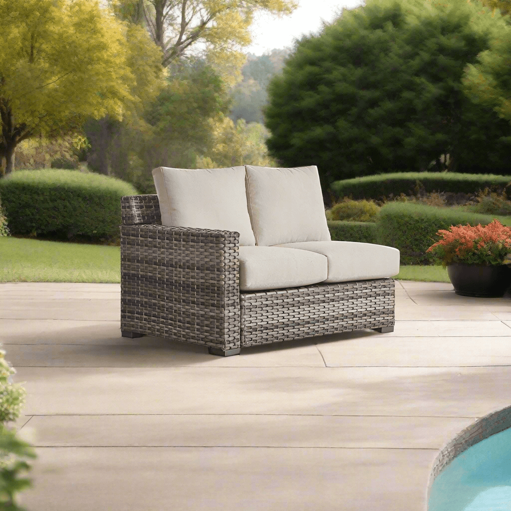 South Sea Rattan New Java Wicker Left Arm Facing Outdoor Loveseat