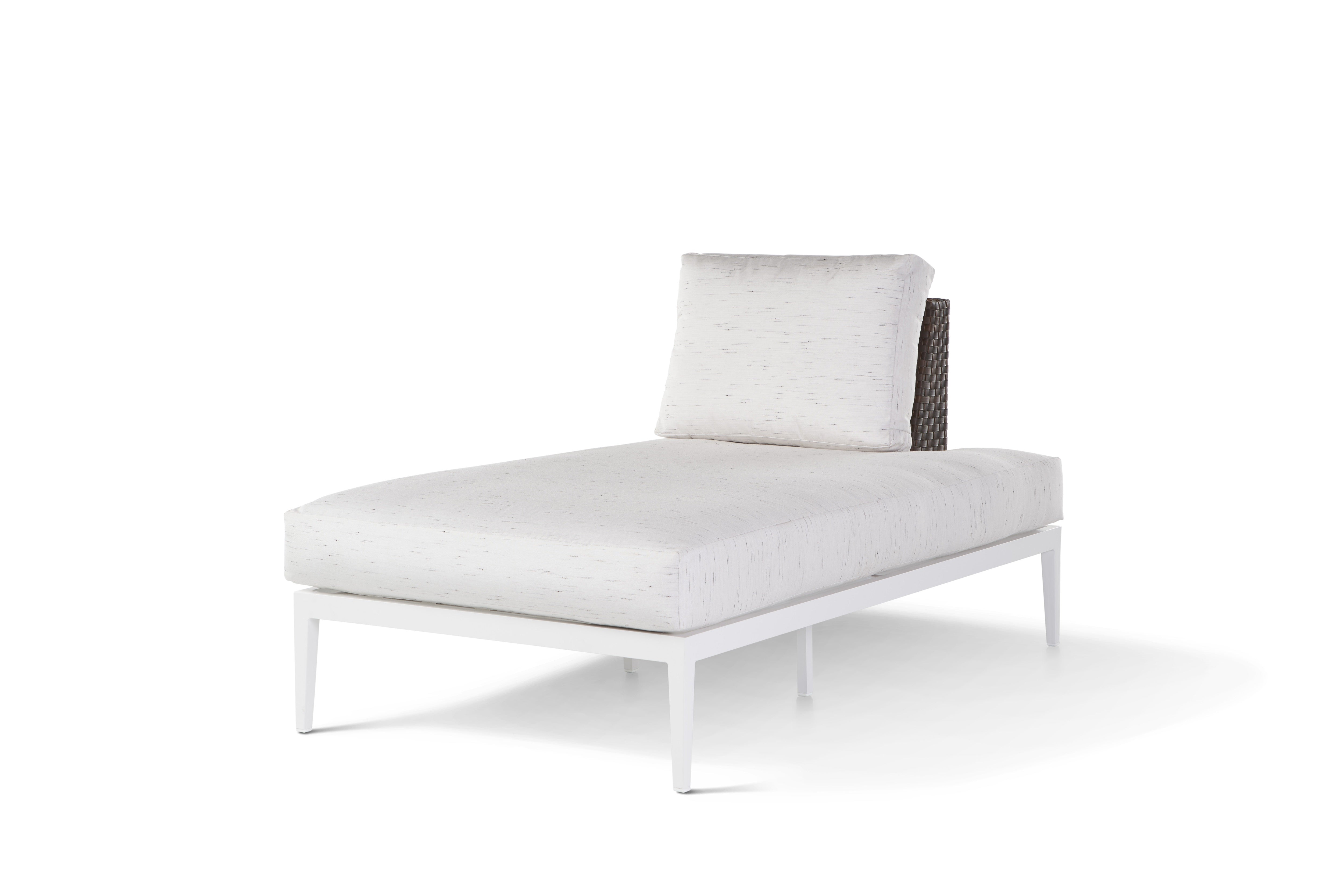 South Sea Rattan Stevie Wicker Chaise Lounge With Right Side Facing Wraparound Cushion