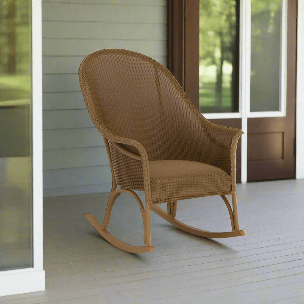 Modern Wicker Urban Luxe High Back Porch Rocker with Padded Seat